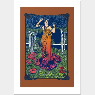 Art Nouveau Lady (orange/red) Posters and Art